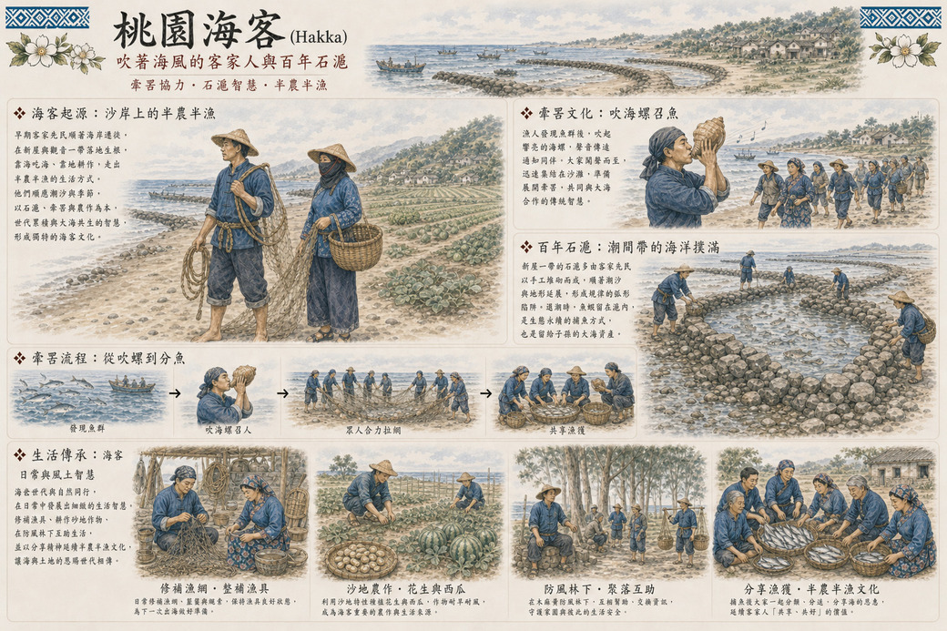 族群文化,山海戀單車,單車旅遊,壯世代學堂,慢旅趨勢,我們騎的不是路是故事,台灣客家,桃園海客,海洋客家文化,牽罟,新屋石滬,BikeTour,Ebike,SlowTravel,CyclingTravel,ActiveAgingLifestyle,ActiveAgingLifestyle,hakka,TaoyuanCoastal