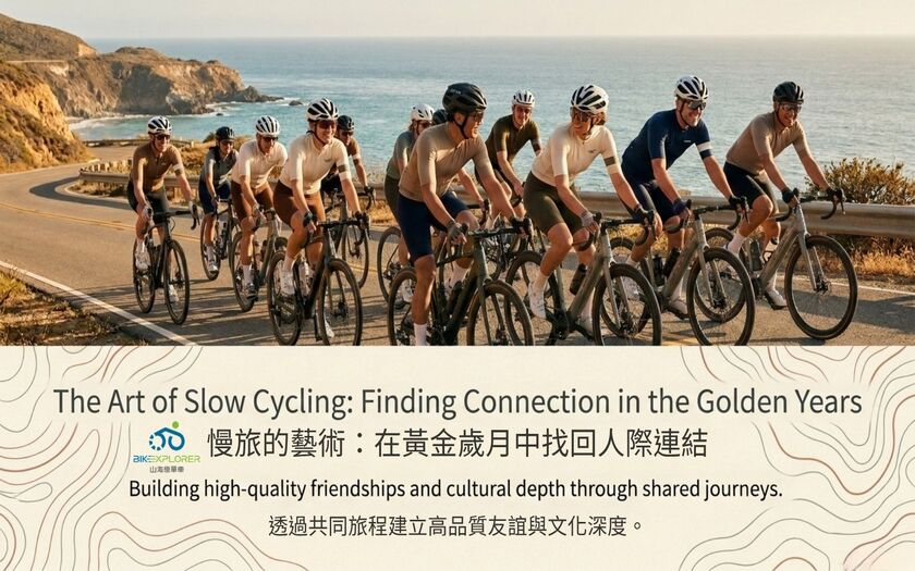 運動與健康,山海戀單車,身心健康,單車旅遊,壯世代學堂,慢旅,熟齡生活,共學共好,高品質社交,Cycling Connections,BikeTour,Ebike,SlowTravel,CyclingTravel,Active Aging Lifestyle,ActiveAgingLifestyle
