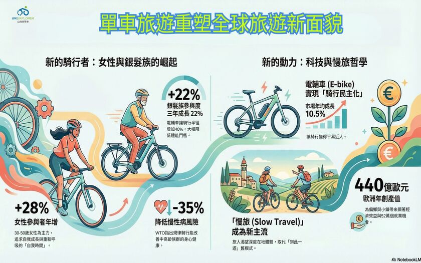 運動與健康,山海戀單車,身心健康,單車旅遊,銀髮族,BikeTour,慢旅,Ebike,SlowTravel,CyclingTravel